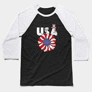 Rainbow American Flag Women Patriotic Shirt 4th of July Memorial Baseball T-Shirt